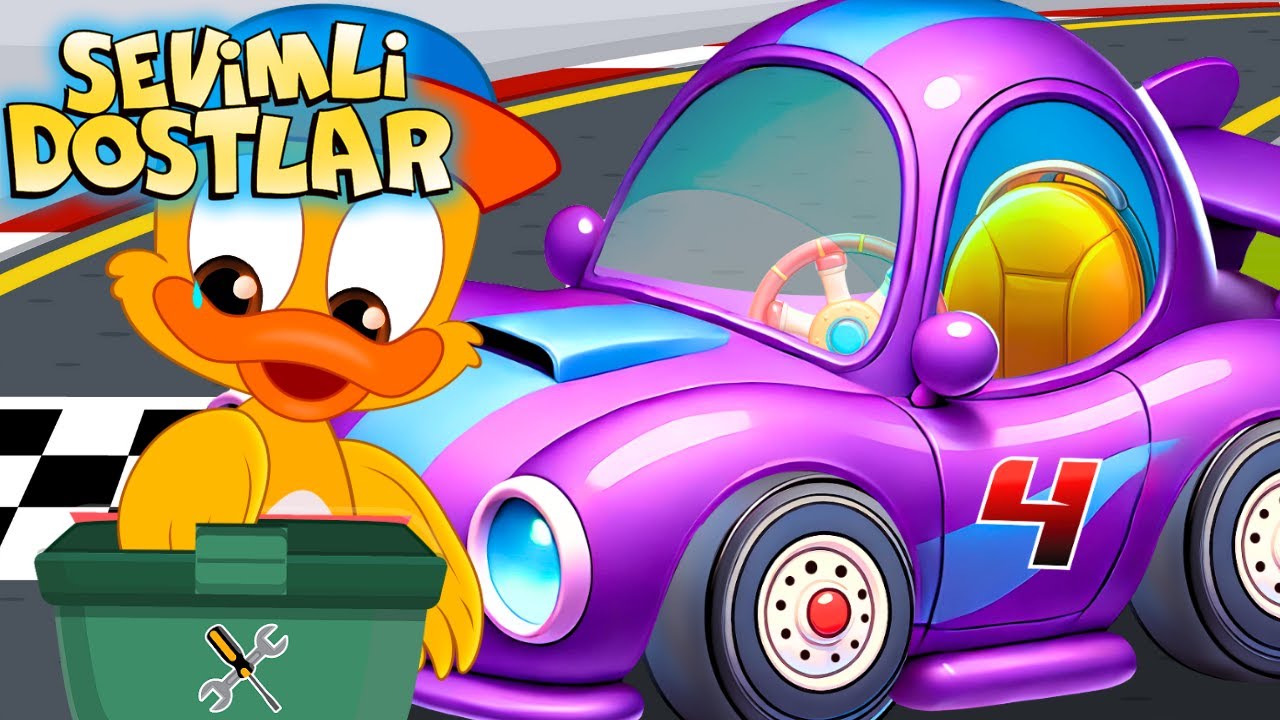 İşte Bir Tamirci🧑🏼&zwj;🔧💜 Yarış Arabası🏎️ (YENİ🏁) Sevimli Dostlar Bebek ve &Ccedil;ocuk Şarkıları