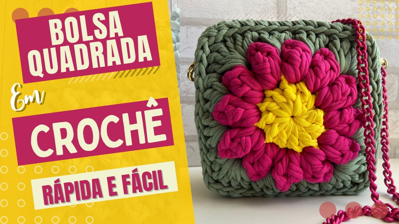 COMO FAZER BOLSA QUADRADA DE FIO DE MALHA - Rápida e Fácil