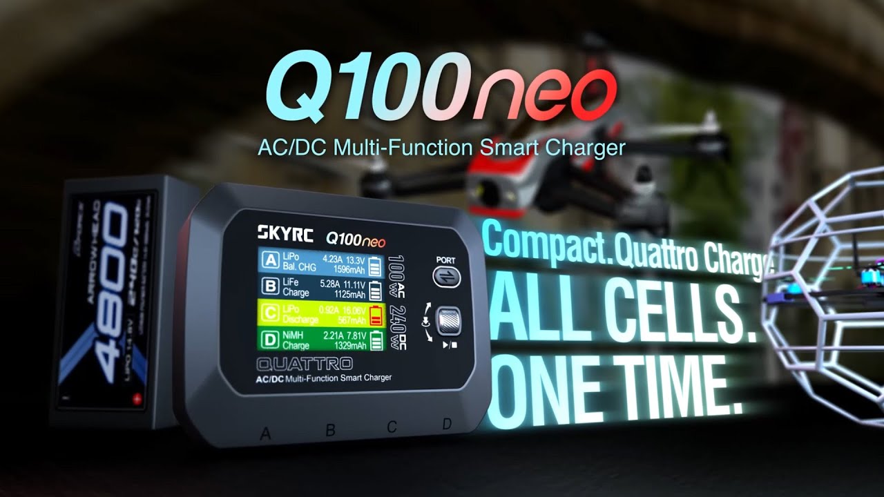Q100neo AC/DC Smart Balance Charger | Quad Output | Multi-Battery | Compact Fast Charging