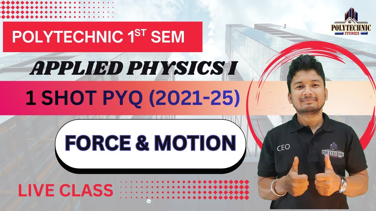 1 Shot PYQ | Physics | Force & Motion | 1st Semester | Polytechnic Studies | RK Sir