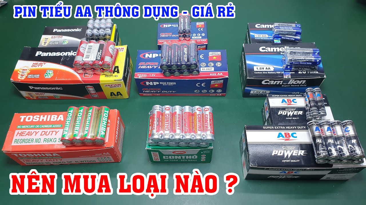 Chưa ai test thực tế các loại Pin tiểu AA thông dụng giá rẻ cho các bạn xem. Loại nào tốt nhất ?