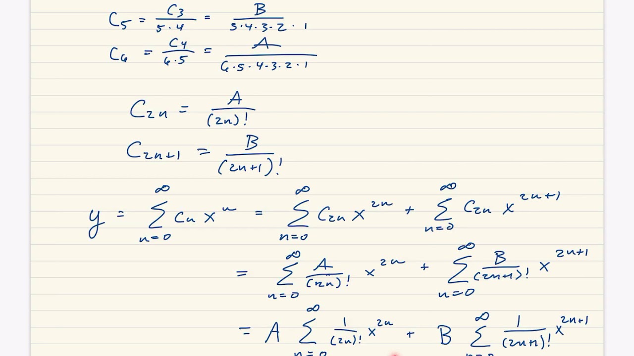 Solving y''=y using series