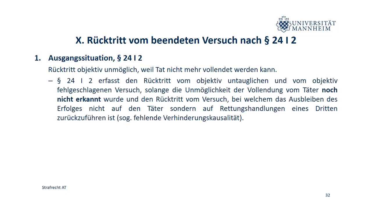 Strafrecht AT Teil 16 (Rücktritt vom Versuch, Täterschaft und Teilnahme)