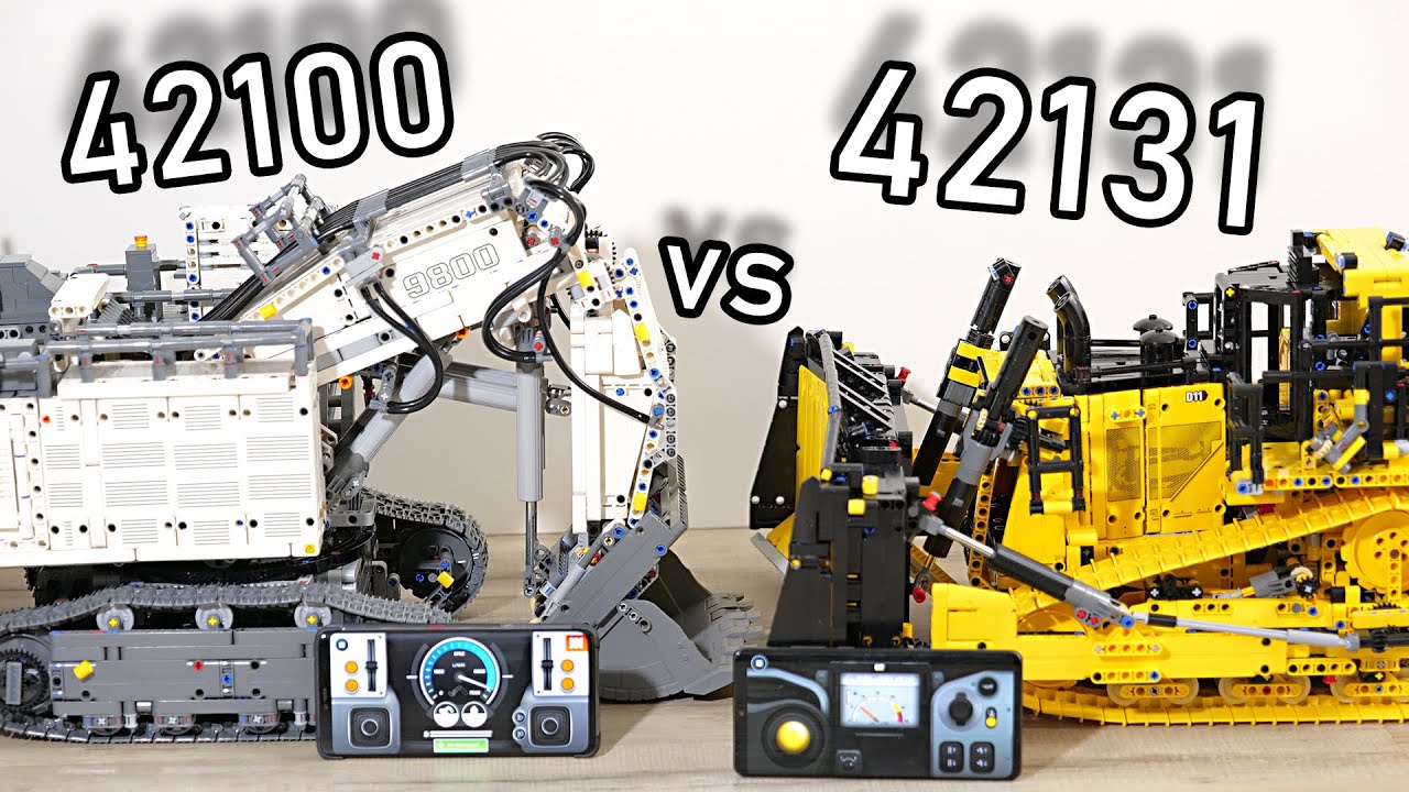 LEGO Liebherr vs Cat Comparison | LEGO 42131 vs 42100 | LEGO 42100 vs 42131 | Excavator vs Bulldozer