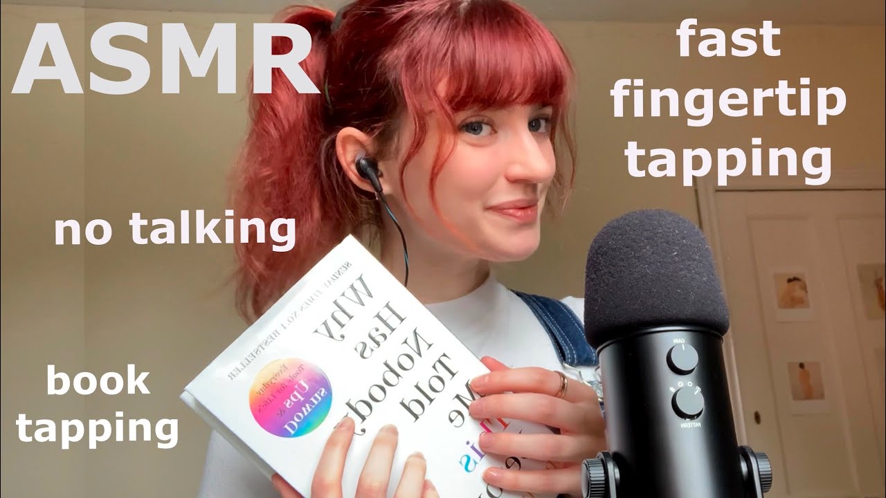ASMR  ~ Fast Fingertip Tapping on Books (No Talking) Gripping, Sticky Tapping