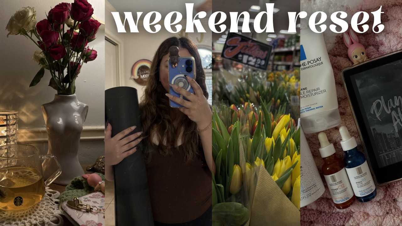 cozy self care vlog 🌷 | trader joe’s run, everything shower, yoga & reading