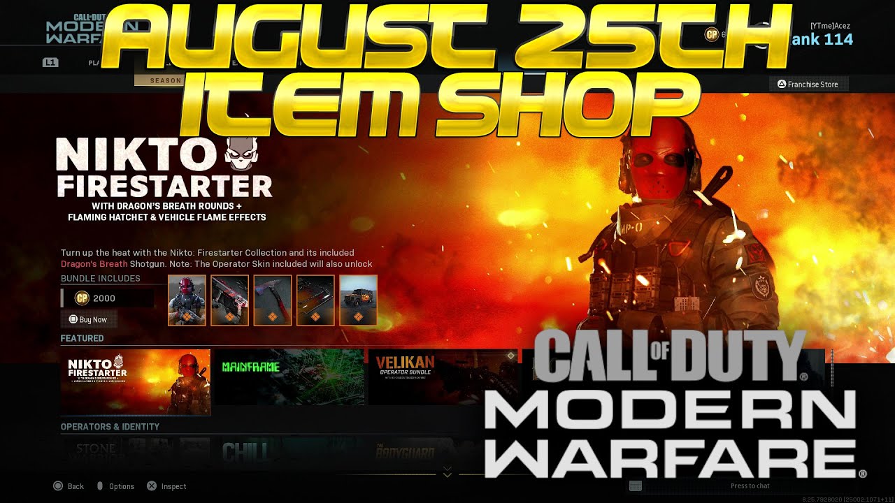 Modern Warfare - Franchise Store NEW Daily Items! August 25th Blueprints & Featured Items!