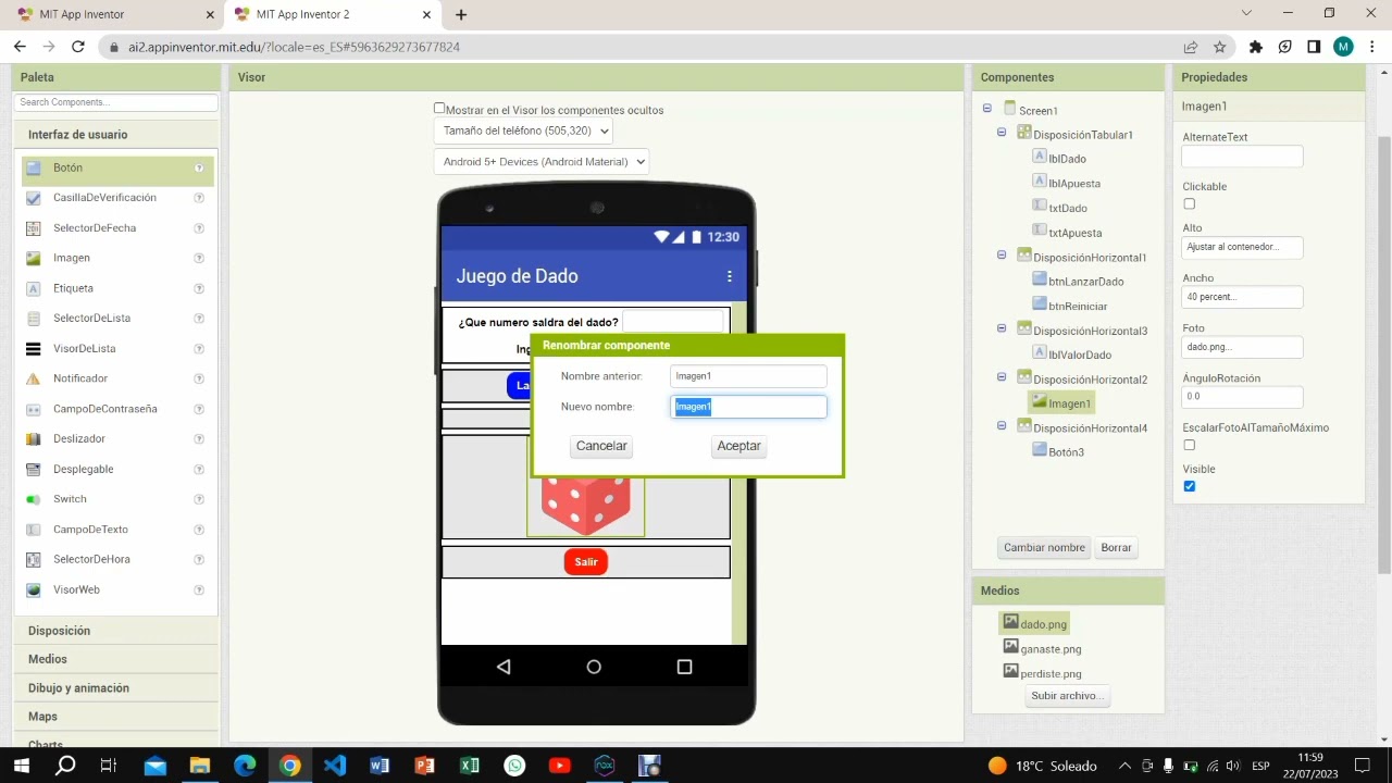 Tutorial - App Inventor - Juego de Dado