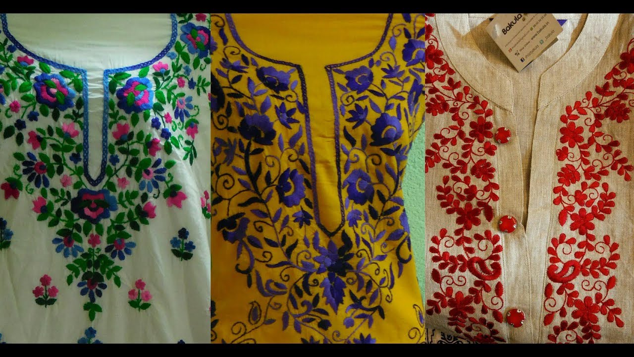 Hand embroidery kurti neck design idea(হাতের কাজের জামার ডিজাইন)