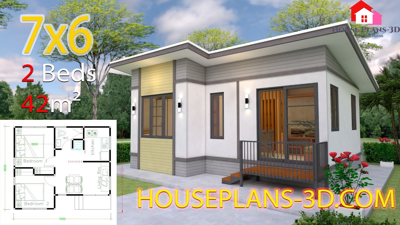 Interior Small House Design 7x6 with 2 Bedrooms Full Plans