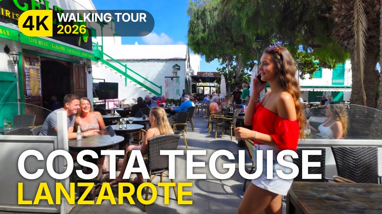 Saturday Afternoon in Costa Teguise, Lanzarote - 4K Walking Tour 2026