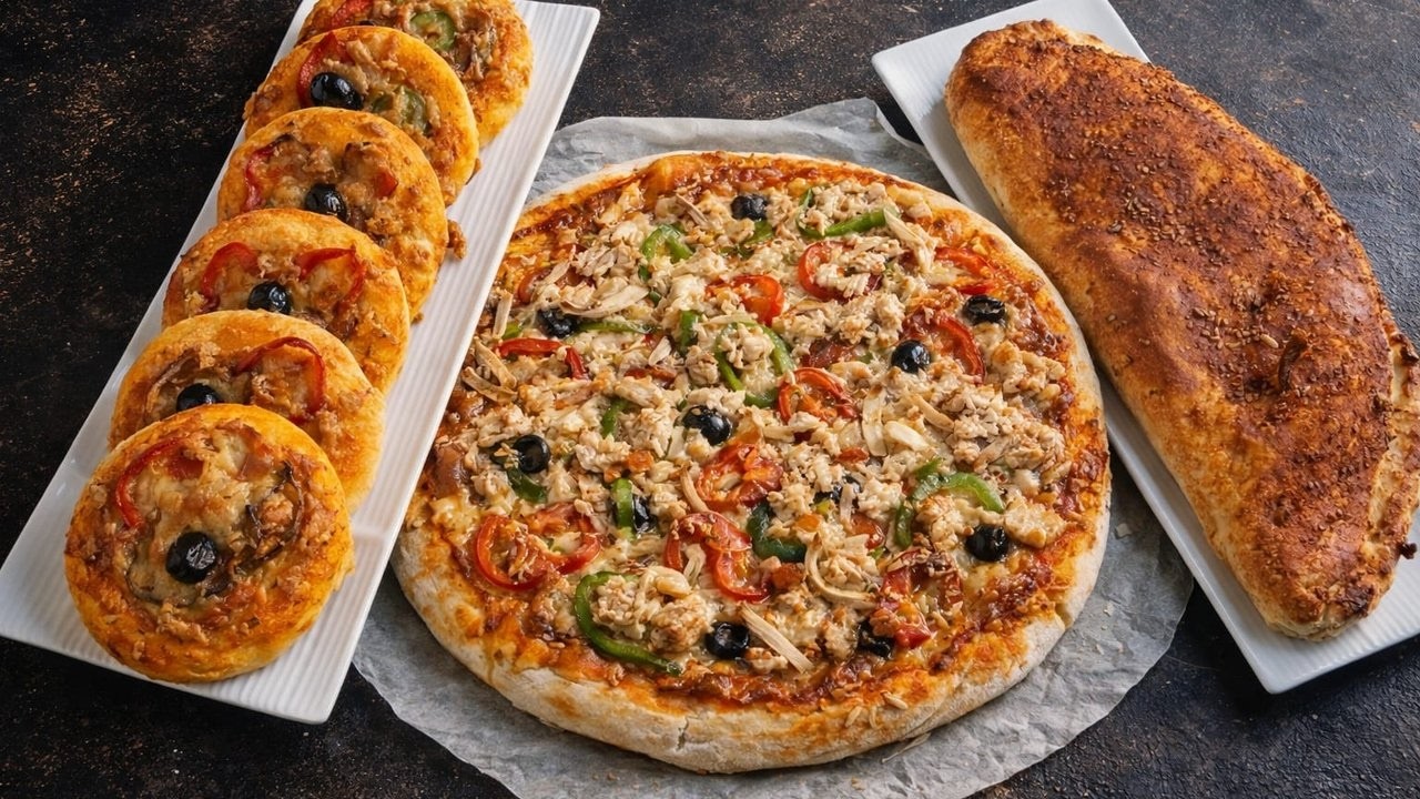 3 أشكال بيتزا بعجينة واحدة 😍 حشوتين مختلفتين بطريقة ذكية غادي تبهرك🍕🔥#رمضان #رمضان_2026 #فطور_رمضان