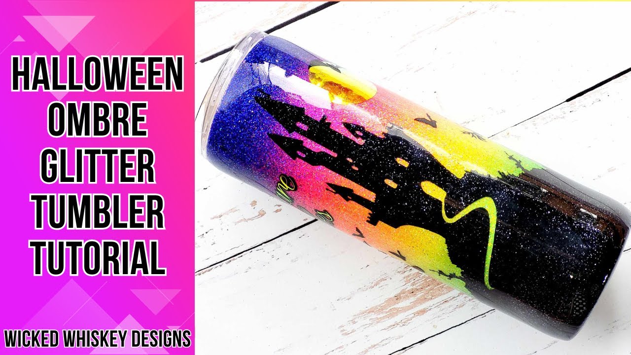 Neon Halloween Epoxy Tumbler Tutorial: Diy Ombre Glitter Tumbler For A Spooky Touch #tumblertutorial