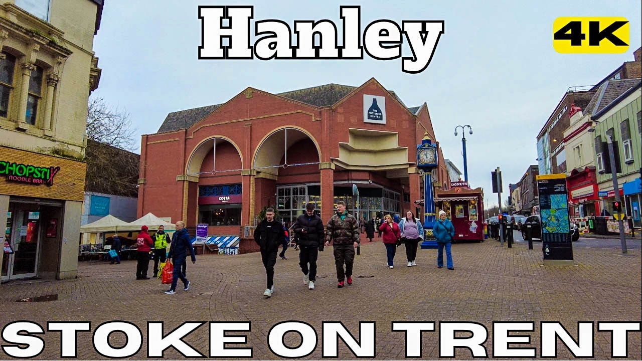 England HANLEY Stoke on Trent TOWN CENTRE Short Walk UNITED KINGDOM UK 4K