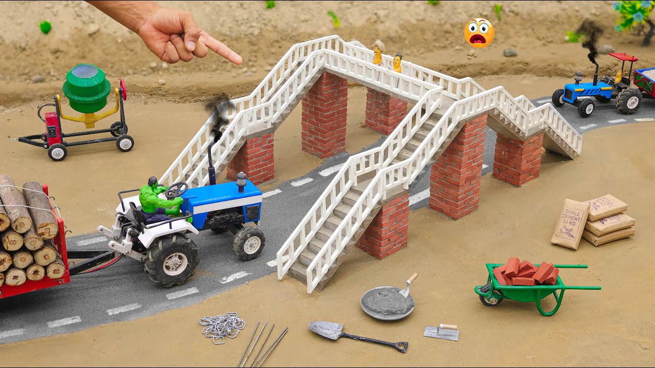 diy mini cement an bricks flyover bridge construction science project @Small_Creator01