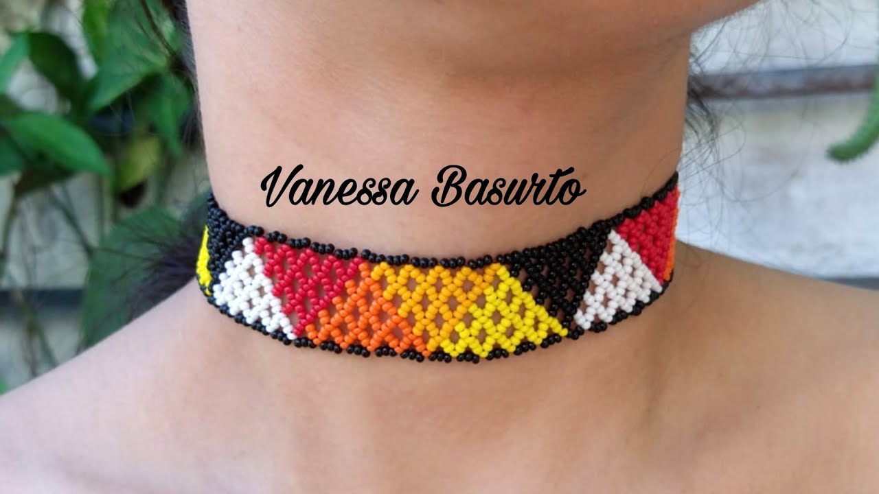 GARGANTILLA CON TRIANGULOS MULTICOLOR DE CHAQUIRA (SUPER FACIL) How to make Easy beaded choker
