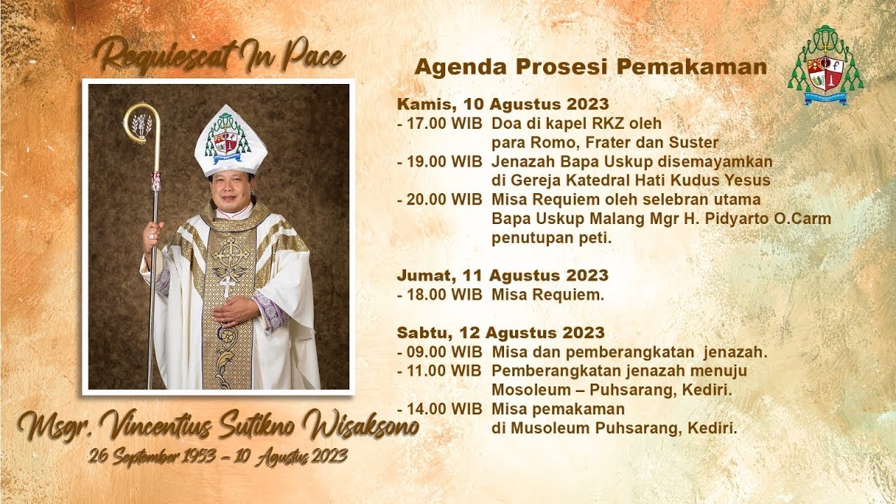 Prosesi Pemakaman Mgr. Vincentius Sutikno W. - Pohsarang, Kediri