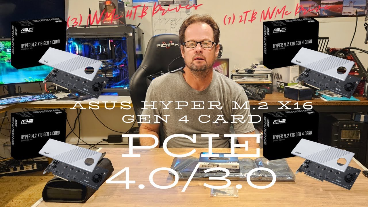 ASUS Hyper M.2x16 Gen 4 CARD..(PCIe4.0/3.0SUpports 4 NVMe M.2 Drives)