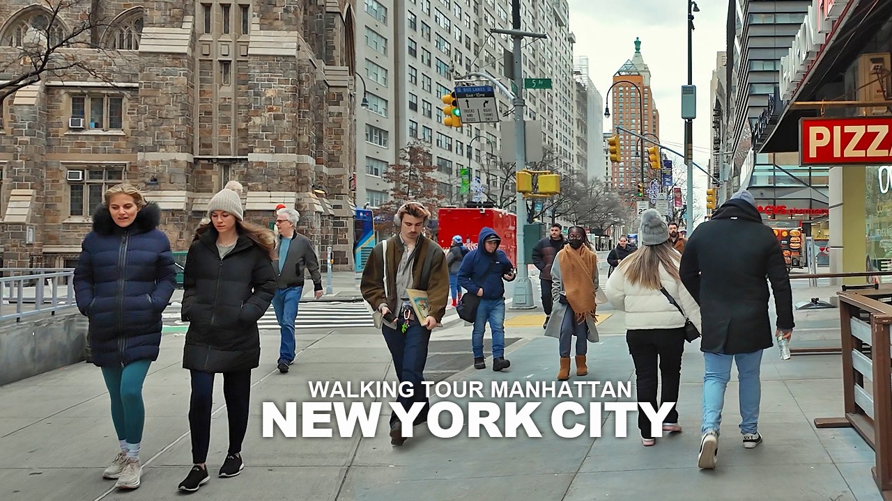 New York Manhattan Winter Walk, 7th Avenue, Broadway, Union Square, 8th Avenue, 42nd St, Bryant Park