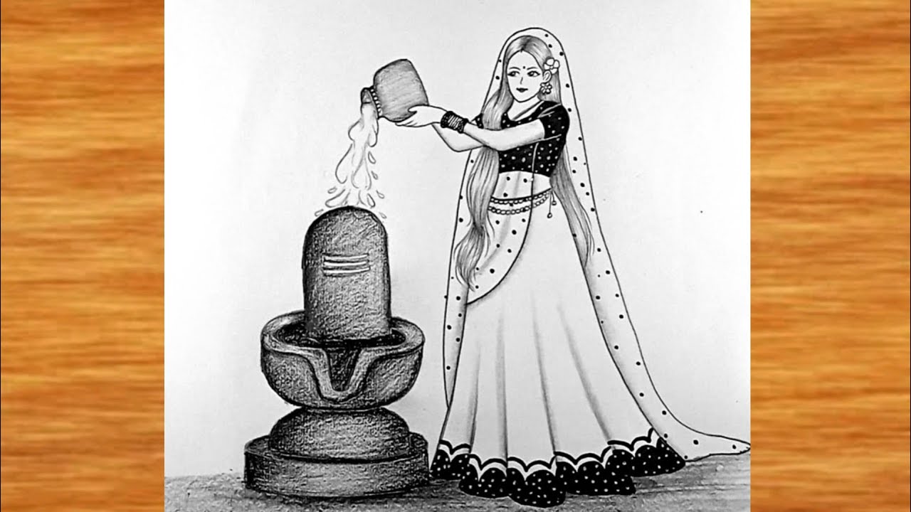 हरतालिका तीज का चित्र || Drawing A Traditional women celebrat teej festival || hariyali teej drawing