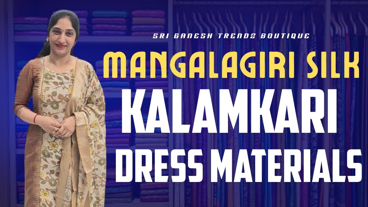 Mangalagiri Silk Kalamkari Dress Materials|| Sri Ganesh Trendz Botique #mangalagiri #kalamkari 