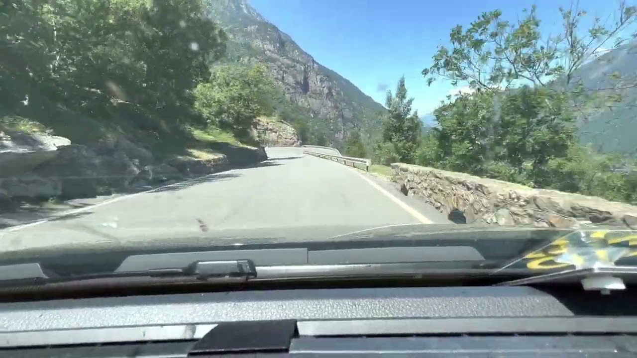 Driving through the mountains in Salvan, Switzerland