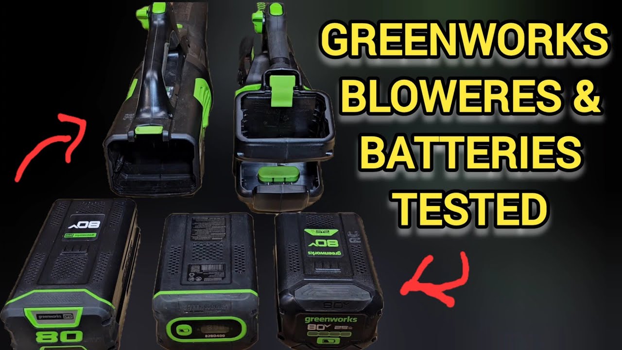 Greenworks 80v blower and battery comparison 82v Commercial battery also used in 800 cfm leafblower