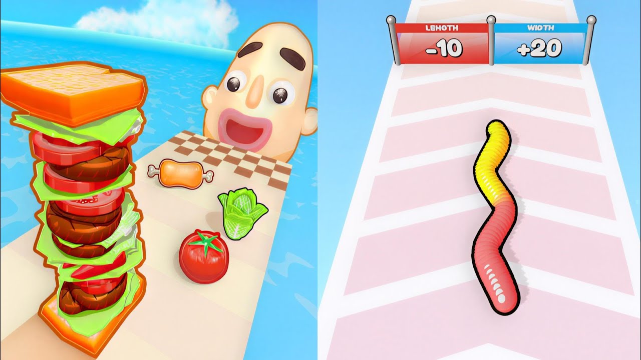 New Update Sandwich Runner   VS Gummy Worm 💥Max Level Challenges 