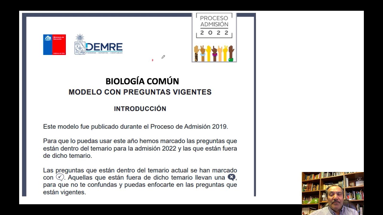 Resolución modelo demre con preguntas vigentes proceso de admisión 2022, Prueba biología común