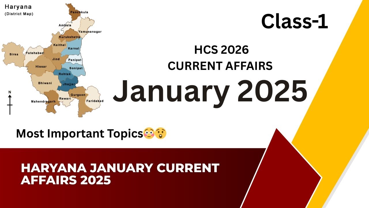 January 2025 CURRENT AFFAIRS HARYANA SPECIAL| 2025 MOST IMPORTANT TOPICS FOR HCS PRELIMS 2026