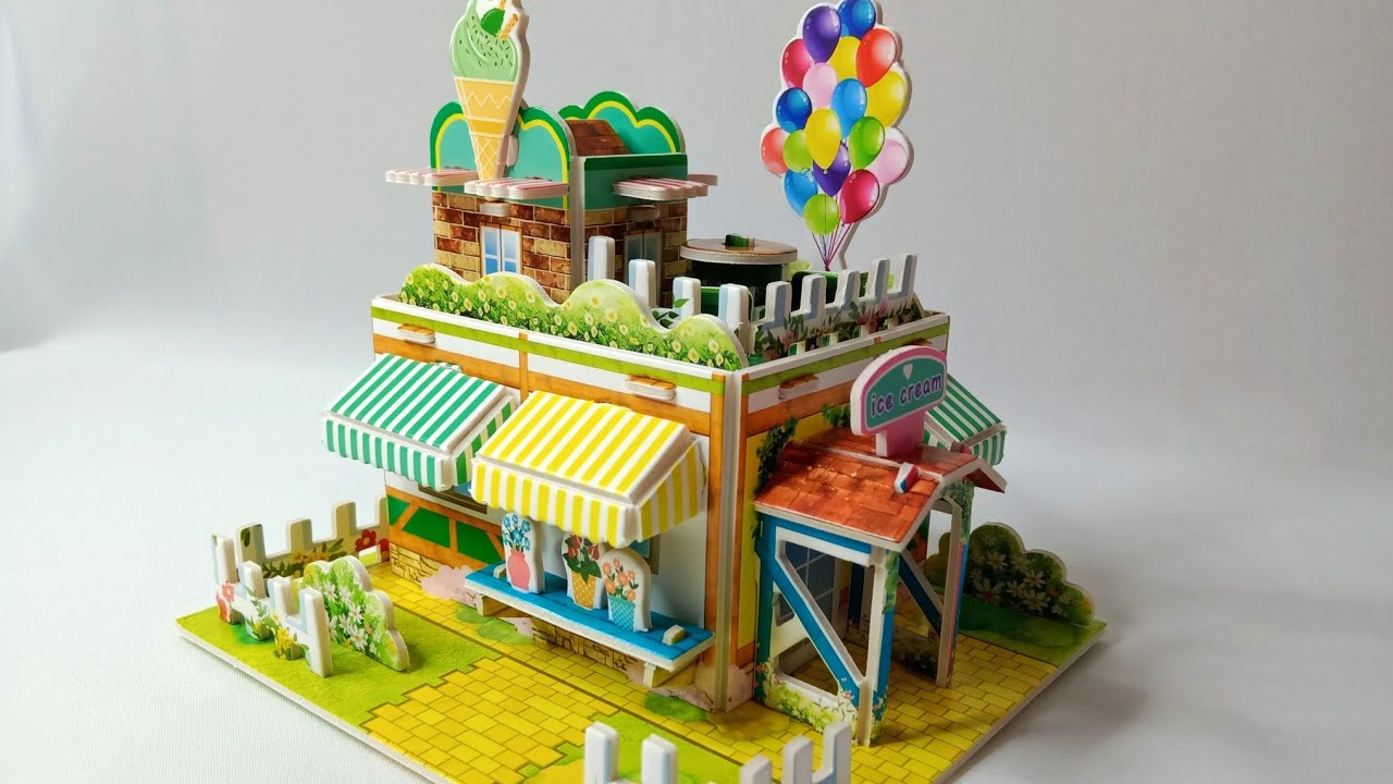 Ice-cream House DIY 3d Puzzle That Will Cool You Down 🍦| Pasang dan Sambung 3d Puzzle Rumah Aiskrim
