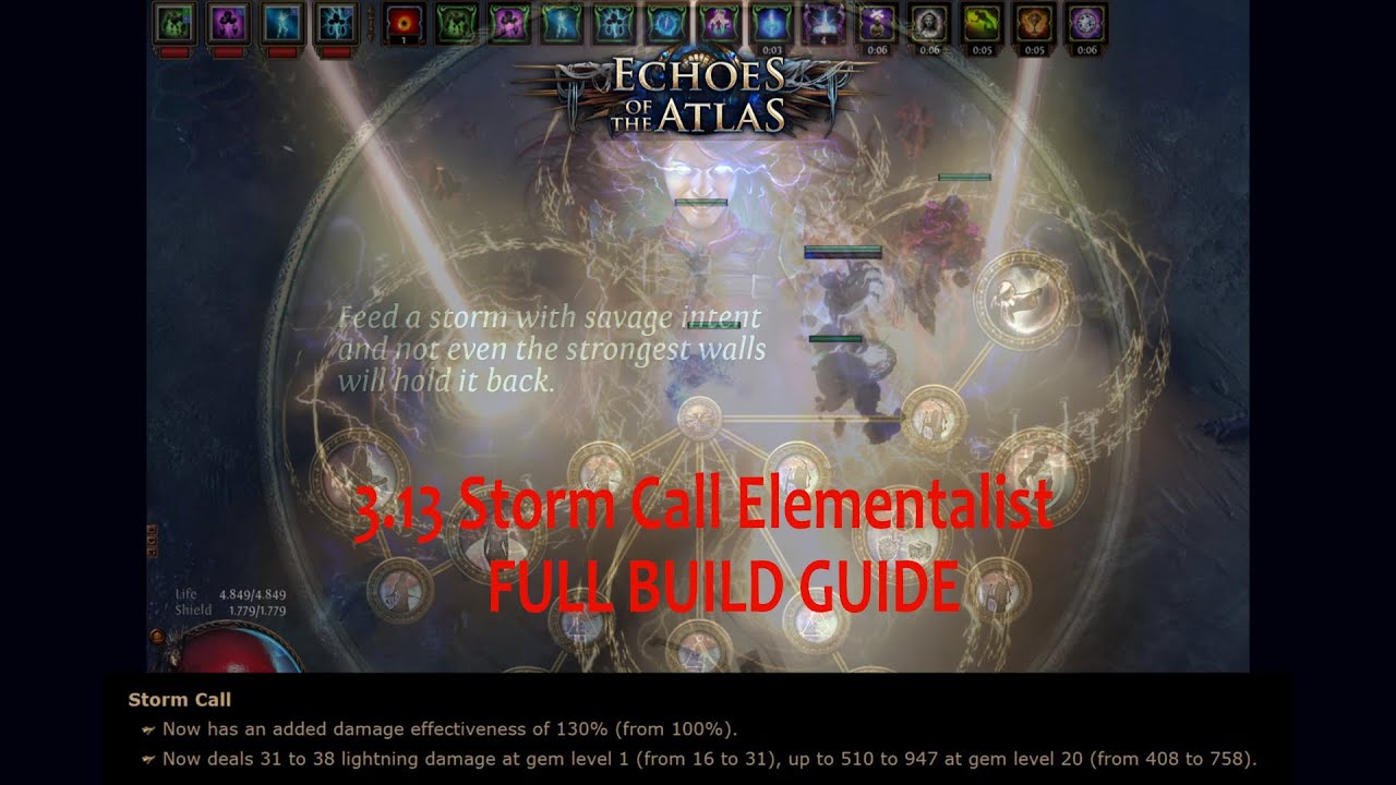 PoE 3.13 Storm Call Elementalist Full Build Guide / Leveling  And Endgame SkillTree PoB / Timestamp