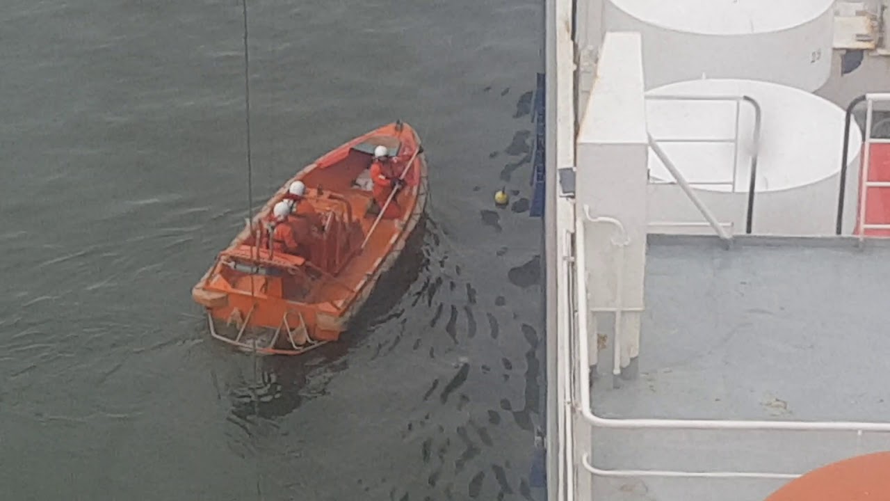 Lowering of Fast Rescue boat in harbour