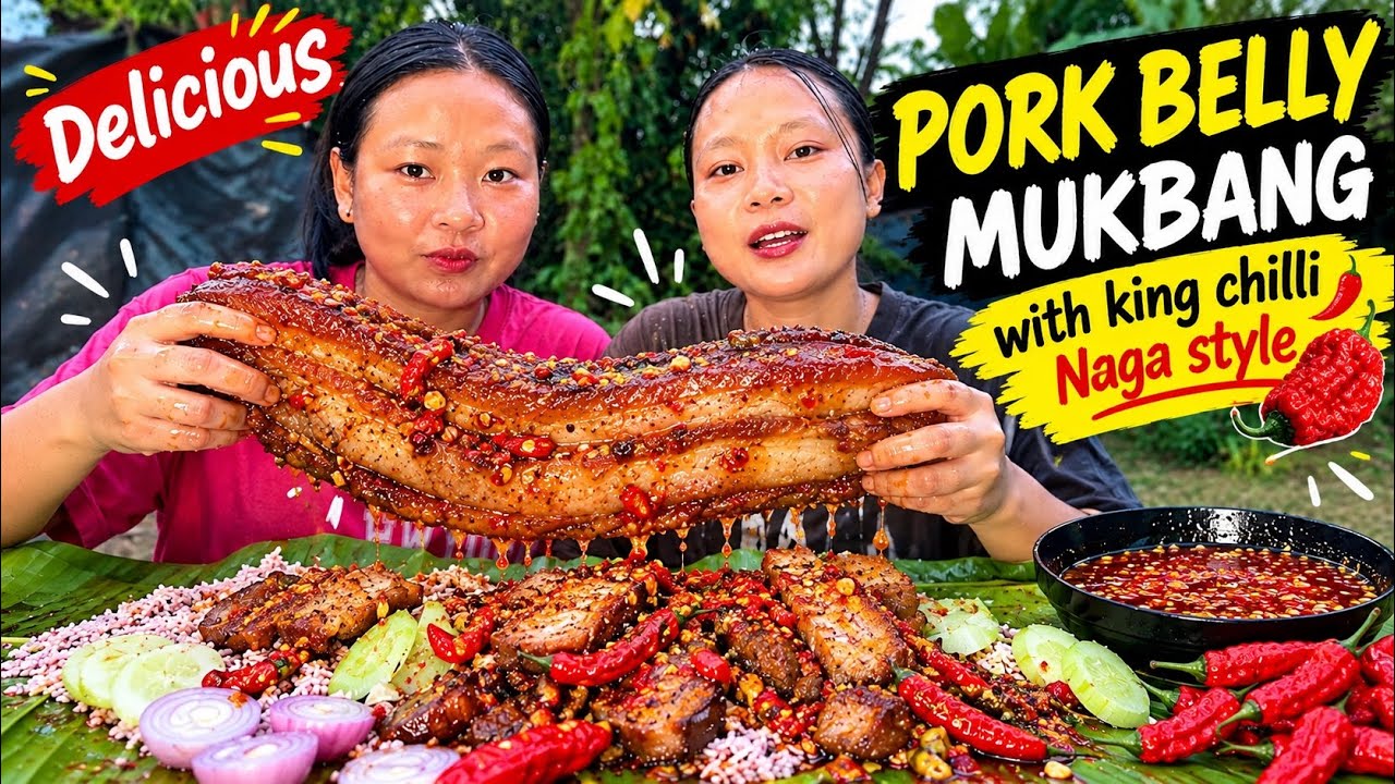 Ем вкуснейшее острое свиное сало с острым перцем чили @Catherinemom23 ||Nagastylemukbang