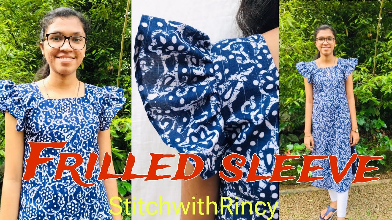 Frilled sleeve with hidden CAP sleeve inside 👗with English Subtitle #malayalam #RincyReeja#stitching