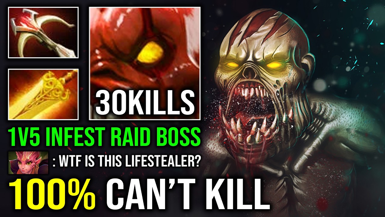 WTF 100% CAN'T KILL 1v5 Infest Scepter Radiance Nonstop Beyond Godlike Lifestealer Dota 2