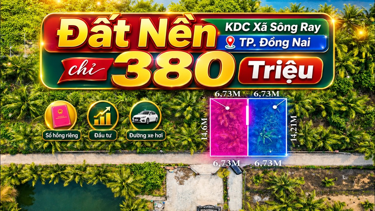 Đất Nền đường xe hơi, cách ĐT764 chỉ 1,5KM Sông Ray , Đồng Nai, Sổ Hồng Riêng giá chỉ 400 triệu.