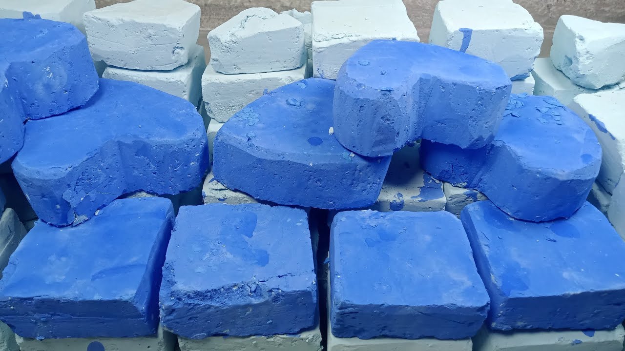Buttery,Blue soft gym chalk blocks Mass crush | crunchy | satisfying | ASMR