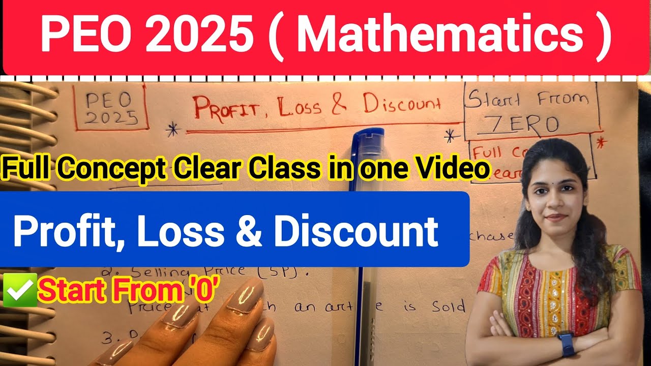Profit, Loss & Discount Math Class | Full Concept Clear Math Class For PEO Exam 2025 |