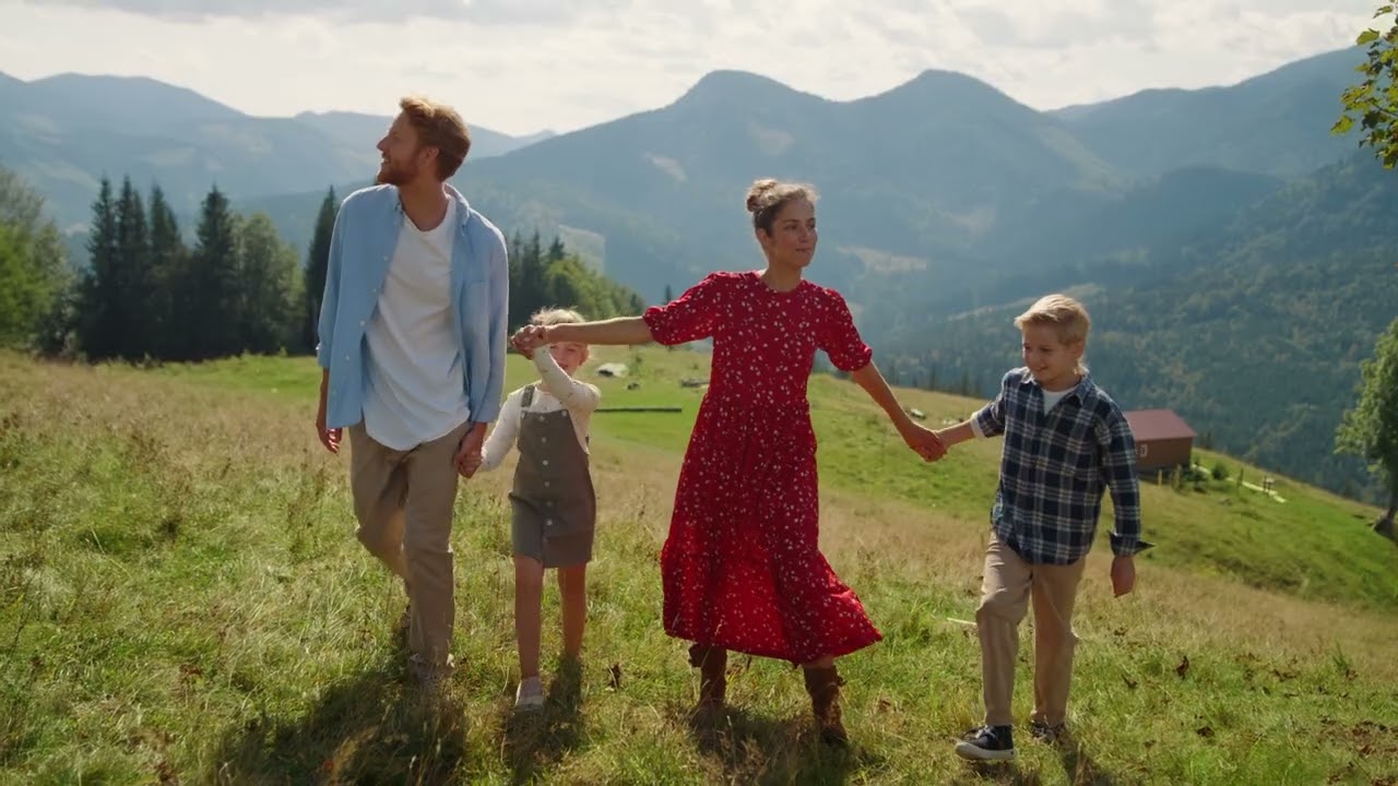 carefree family stroll mountain slope summer holid 2023 11 27 05 28 51 utc