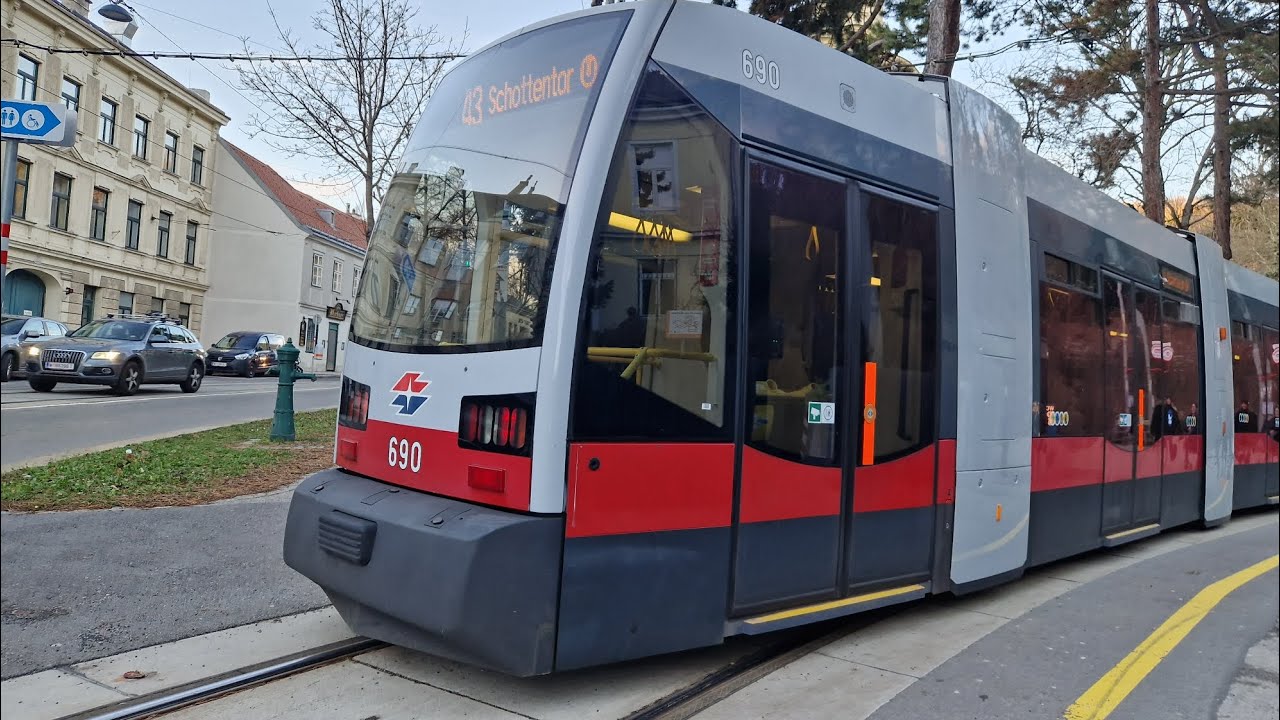 Straßenbahn Wien | Mitfahrt im kompletten 43 von U Schottentor bis Neuwaldegg im ULF 690