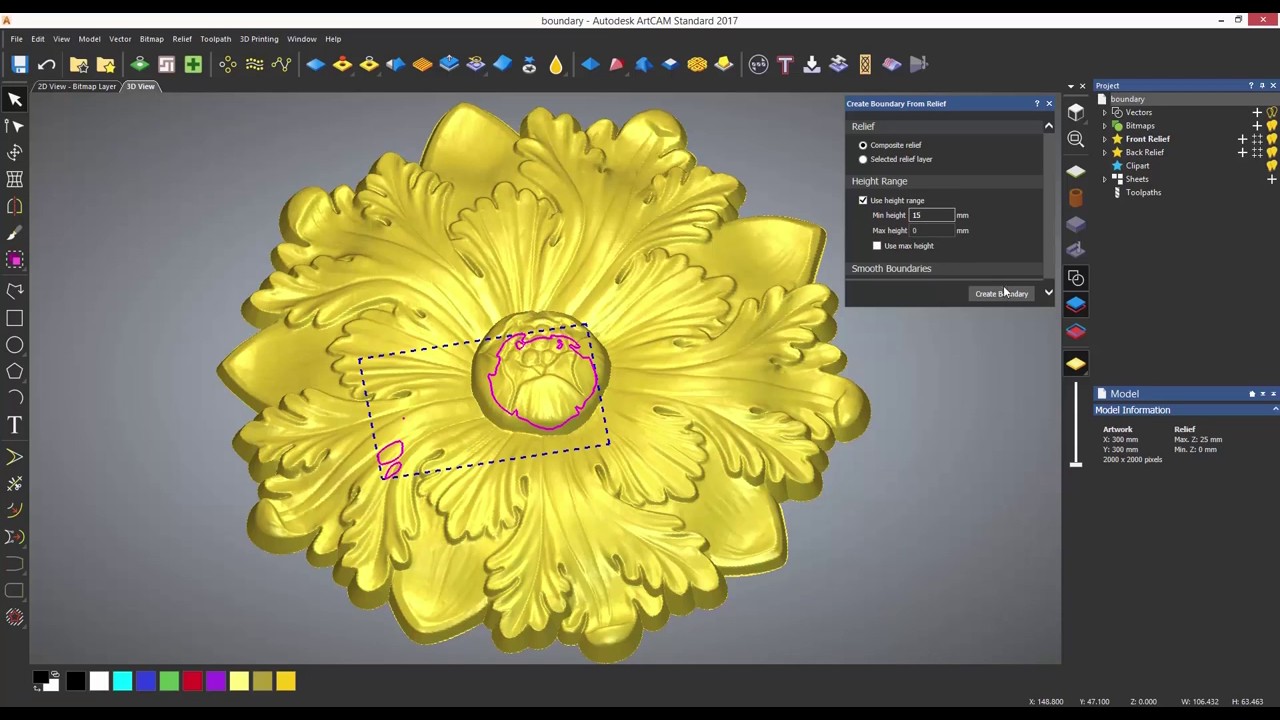 ArtCAM Standard Tutorials   4 8 Creating Boundaries