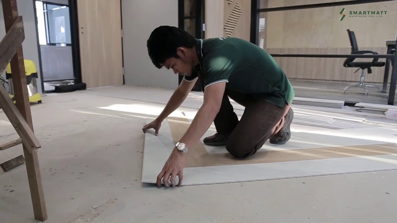 พื้นกระเบื้องยาง SPC การปูลายก้างปลา - SMARTMATT