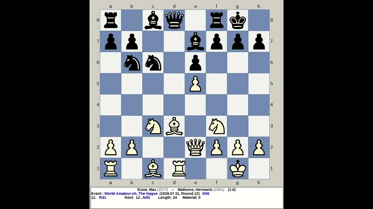 Euwe, Max vs Matisons, Hermanis | World Amateur Chess 1928, The Hague Netherlands
