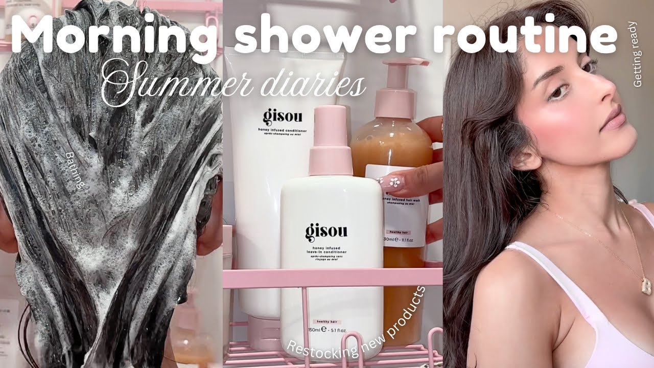 My Summer ☀️🥥Morning Shower Routine 🫧🍉| GRWM | Skin & body care | Self care ASMR 🌸🐚🧴