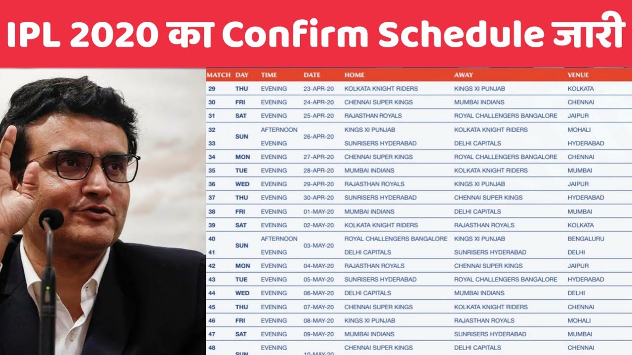IPL 2020 - BCCI Confirmed New Schedule Of Vivo IPL 2020 | IPL 2020 New Schedule & Date