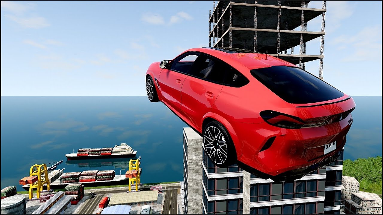 BeamNG Drive Realistic Car Crash Test - Extreme High Ramp Jump Physics Simulation #9