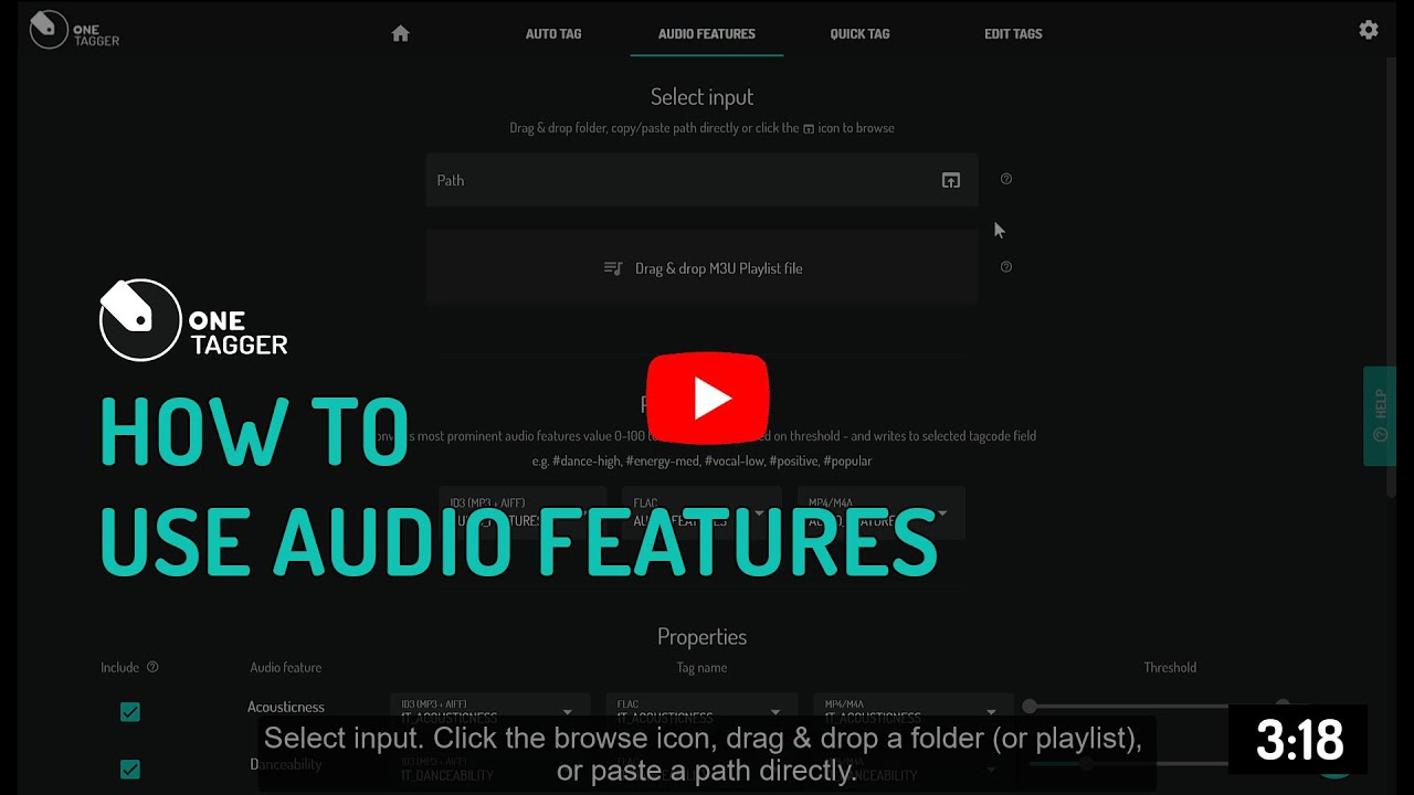 One Tagger - How to use Audio Features