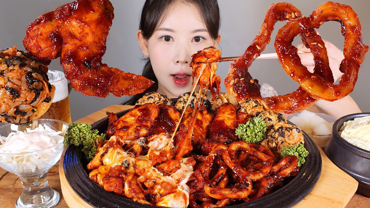 오늘은 화끈하게🔥 치즈불닭 불오징어 불날개 맥주 먹방 Buldak Special [eating show] mukbang korean food