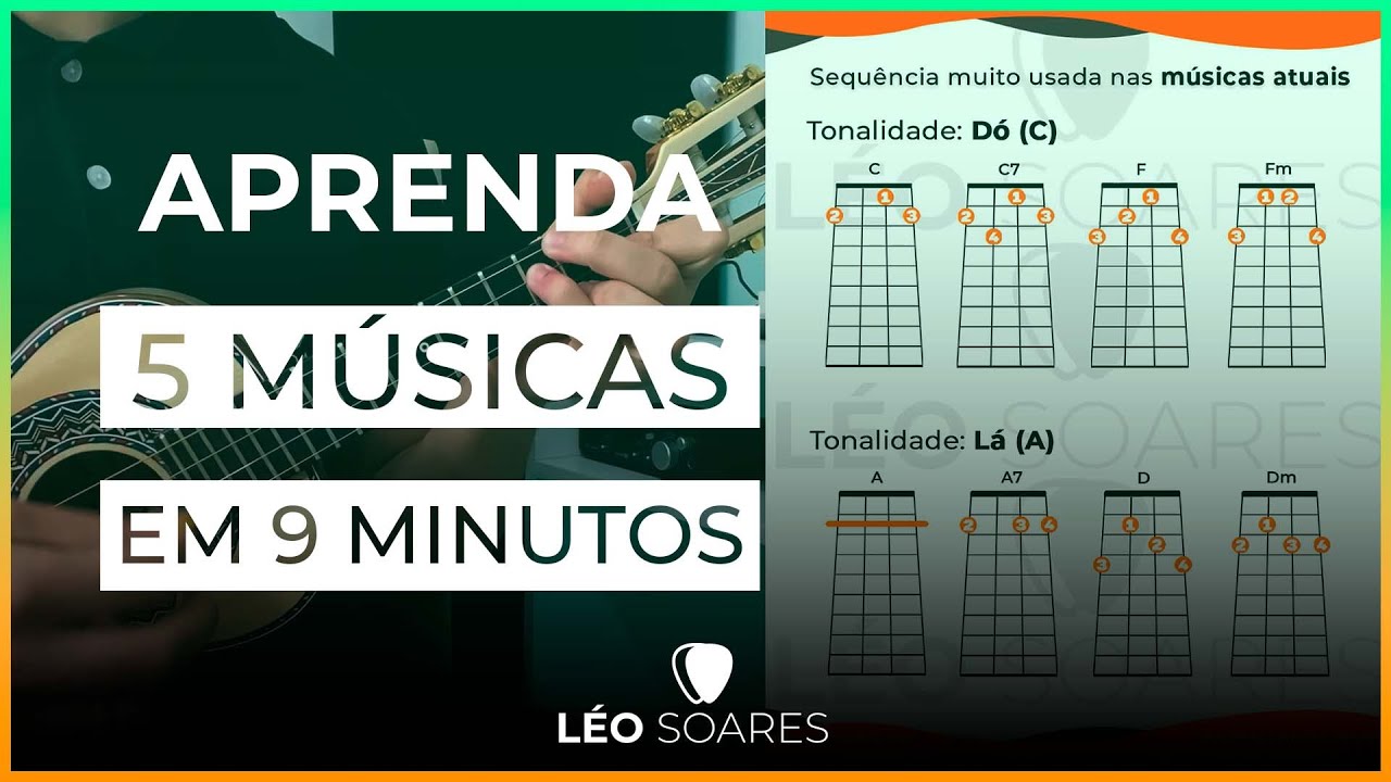 TOQUE 5 MÚSICAS COM ESSA SEQUÊNCIA no CAVAQUINHO - AULA DE CAVACO com  LÉO SOARES